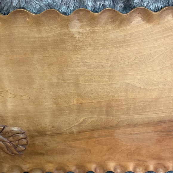 Vintage Carved Wooden Tray with Floral Design - Picture 10 of 16